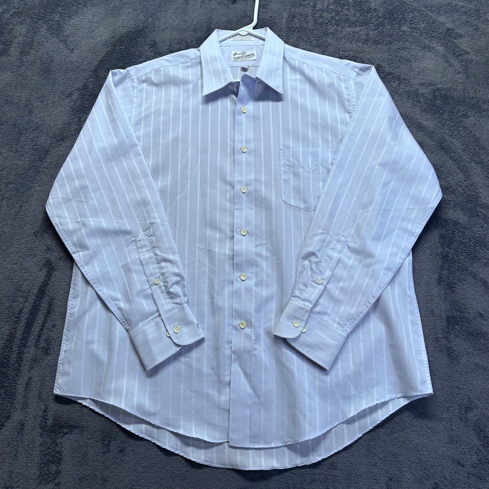 Vintage Sears Roebuck Dress Shirt Mens 17 34/35 Light Blue Shiny Single Needle